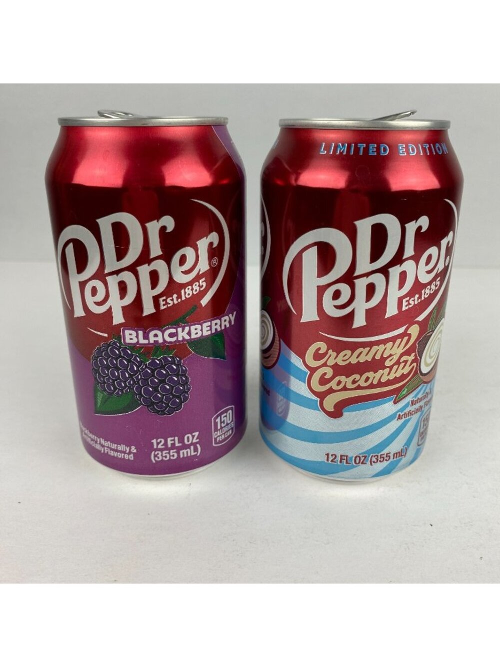 Dr. Pepper 12oz Empty Cans Lot Of 2 Blackberry Creamy Coconut Limited Edition